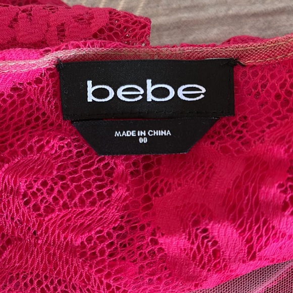 Bebe Shawna Hot Pink Lace Dress Size 00 - Picture 8 of 10